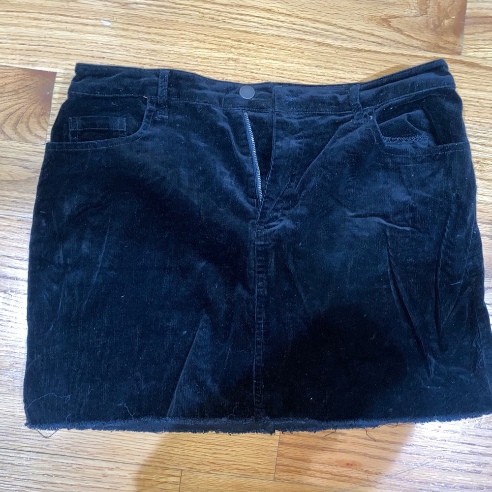 Black Corduroy Mini Skirt